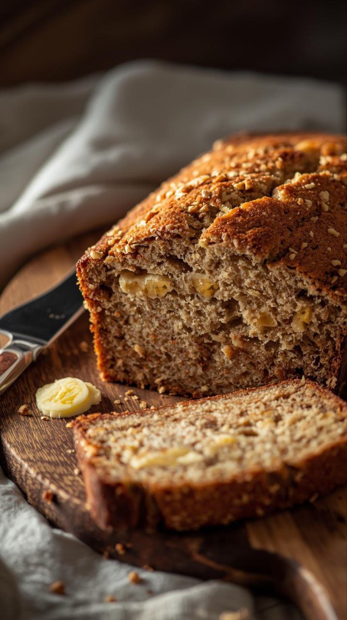 A close-up shot of a perfect slice of Classic Moist Banana Bread, highlighting its tender crumb and rich flavor.